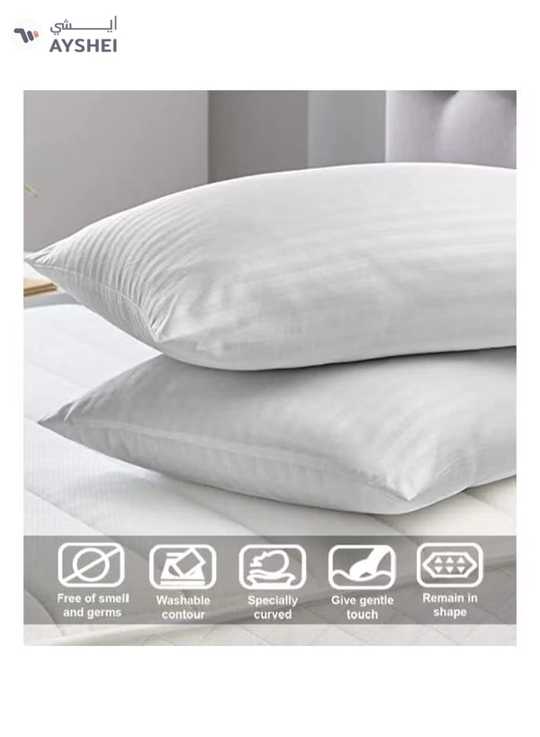Eworld Set of 2 White Satin Stripe Pillow Covers Featuring 300 Thread Count, 1cm Satin Stripe