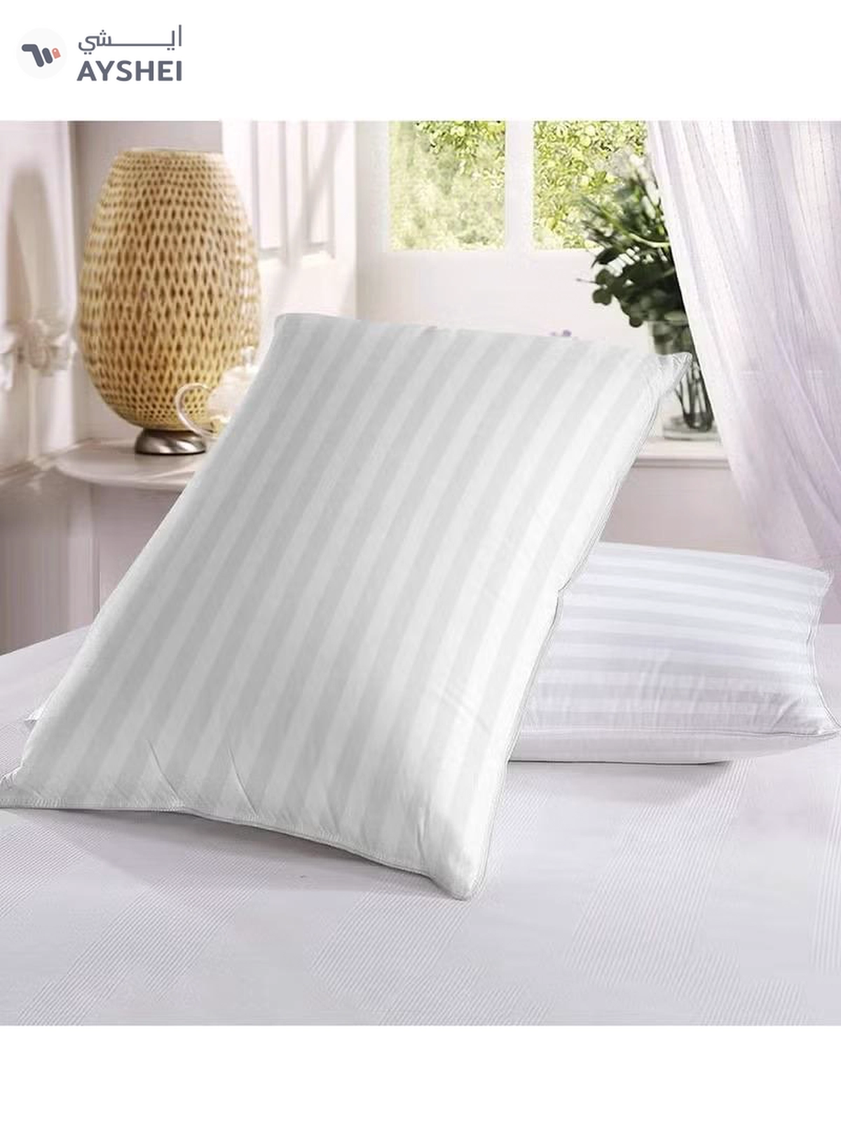 Eworld Set of 2 White Satin Stripe Pillow Covers Featuring 300 Thread Count, 1cm Satin Stripe-4-4