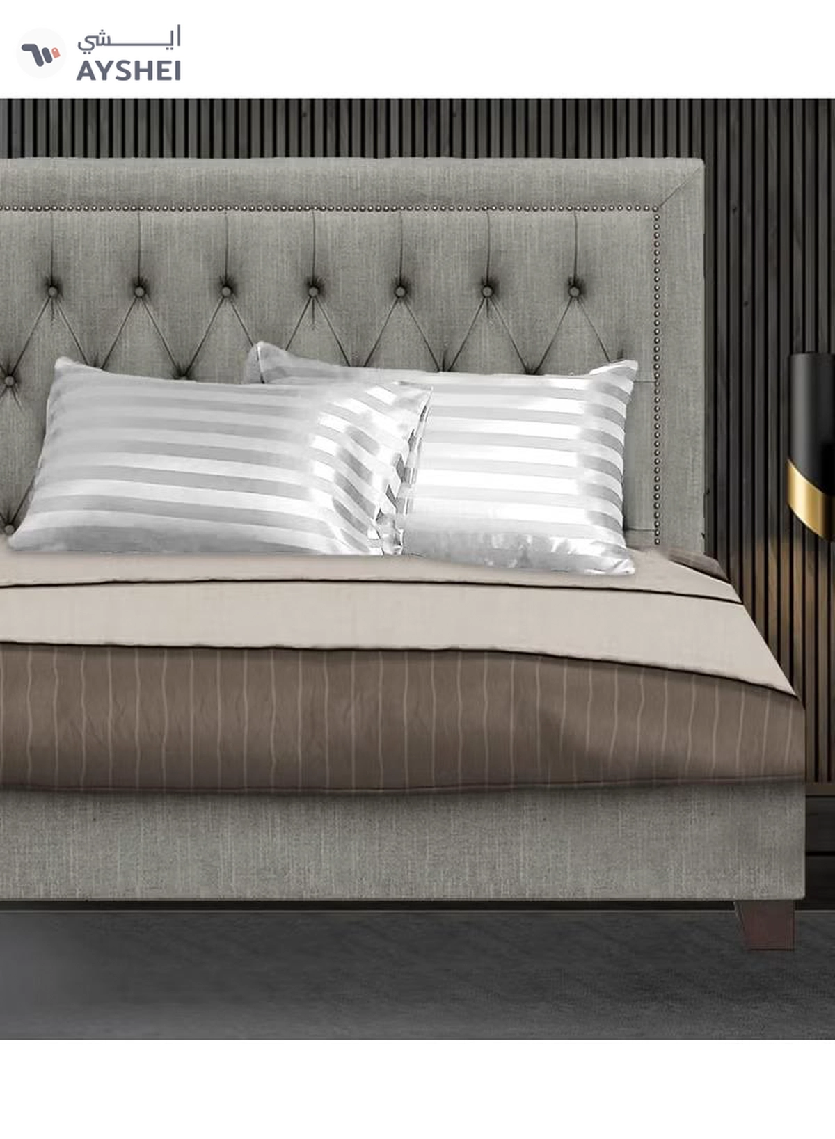 Eworld Set of 2 White Satin Stripe Pillow Covers Featuring 300 Thread Count, 1cm Satin Stripe-5-5