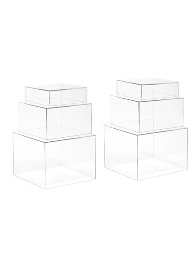 Eworld 2 Sets of 3 Clear Acrylic Nesting Cube Risers with Hollow Bases-6