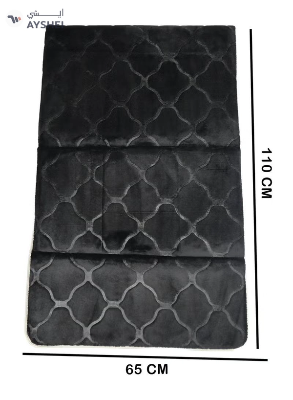 Yuwell Foldable Prayer Mat with Back Support & Carrying Bag, 2-in-1 Prayer Rug Sajadah, Anti-Slip Islamic Salah Mat Soft Velvet Mat 110×65CM for Men & Women, Portable Ramadan & Eid Gift Black