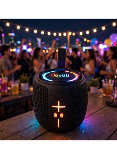 Buytiti CH-J2105 Bluetooth Portable Speaker with Dynamic RGB Lights, Powerful Sound Output, TWS Stereo Connection, FM Radio, USB and TF Card Compatibility, Rechargeable Battery, and Stylish Modern Design-5