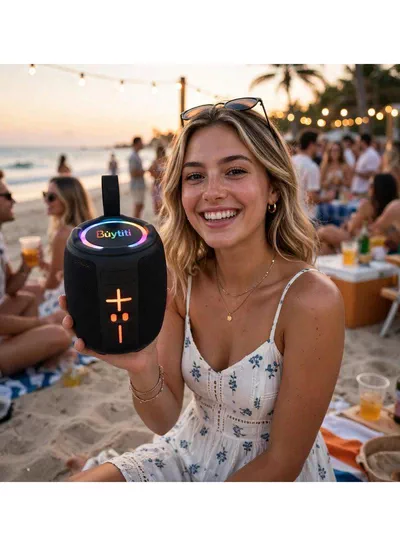 Buytiti CH-J2105 Bluetooth Portable Speaker with Dynamic RGB Lights, Powerful Sound Output, TWS Stereo Connection, FM Radio, USB and TF Card Compatibility, Rechargeable Battery, and Stylish Modern Design-6
