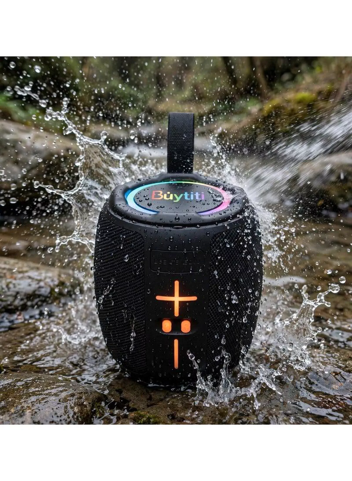 Buytiti CH-J2105 Bluetooth Portable Speaker with Dynamic RGB Lights, Powerful Sound Output, TWS Stereo Connection, FM Radio, USB and TF Card Compatibility, Rechargeable Battery, and Stylish Modern Design