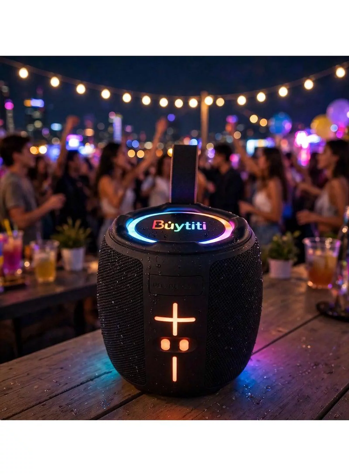 Buytiti CH-J2105 Bluetooth Portable Speaker with Dynamic RGB Lights, Powerful Sound Output, TWS Stereo Connection, FM Radio, USB and TF Card Compatibility, Rechargeable Battery, and Stylish Modern Design-5-5