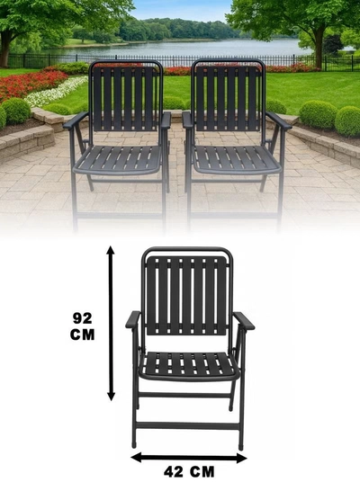 DubaiGallery Square Glass Table Outdoor Bistro Set with 2 Metal Chairs Chic and functional outdoor furniture set designed for comfort and durability, powder-coated metal frame, smooth glass tabletop, ideal for balcony relaxation or outdoor dining moments.-2