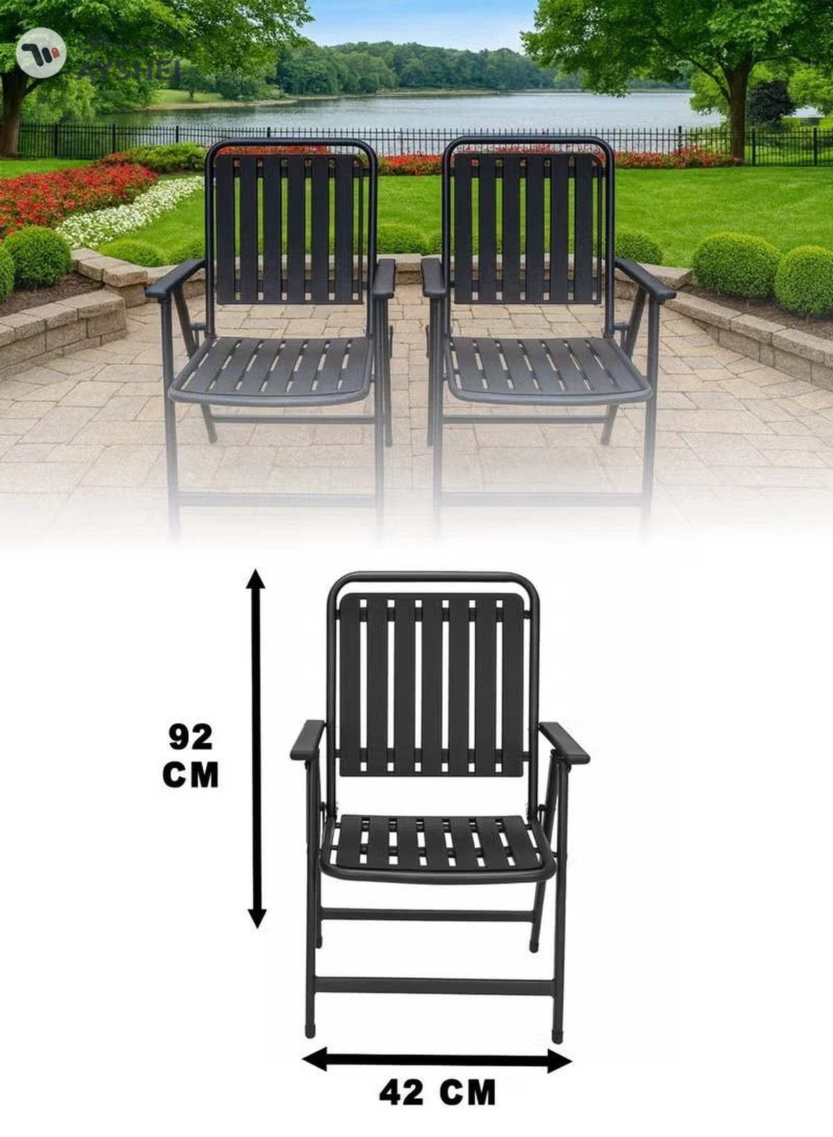 DubaiGallery Square Glass Table Outdoor Bistro Set with 2 Metal Chairs Chic and functional outdoor furniture set designed for comfort and durability, powder-coated metal frame, smooth glass tabletop, ideal for balcony relaxation or outdoor dining moments.-2-2