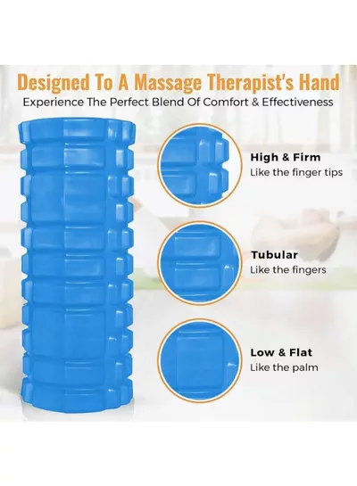 EVA Foam Roller for Yoga & Deep Tissue Massage | High-Density Muscle Recovery Roller for Stretching, Pilates, and Physiotherapy | Blue-3