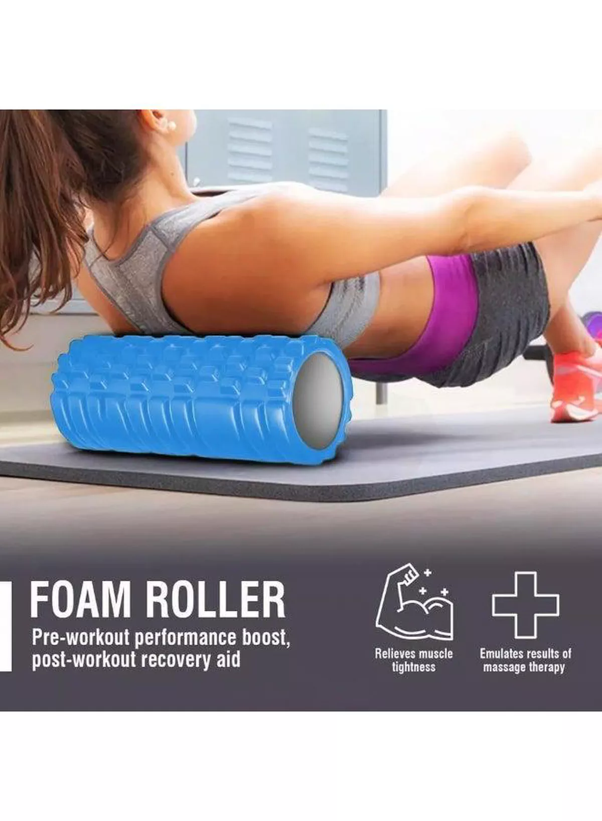 EVA Foam Roller for Yoga & Deep Tissue Massage | High-Density Muscle Recovery Roller for Stretching, Pilates, and Physiotherapy | Blue-4-4