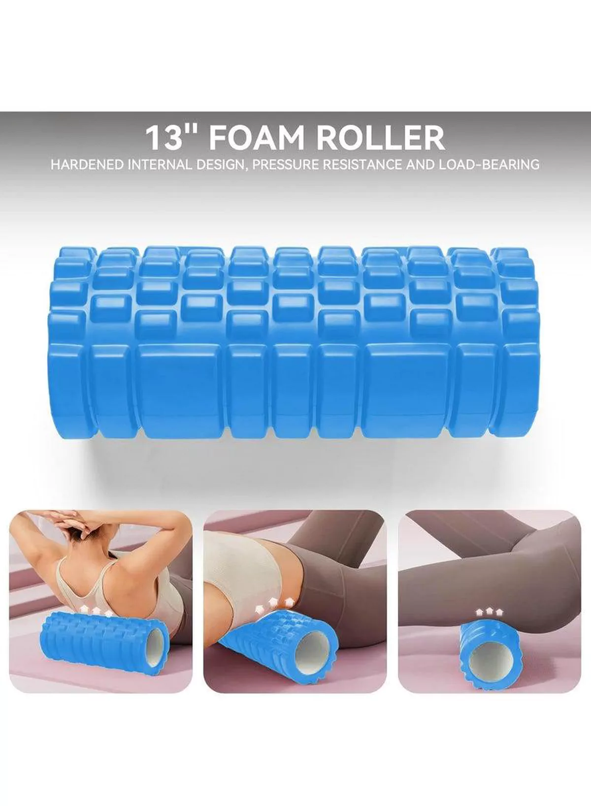 EVA Foam Roller for Yoga & Deep Tissue Massage | High-Density Muscle Recovery Roller for Stretching, Pilates, and Physiotherapy | Blue-5-5