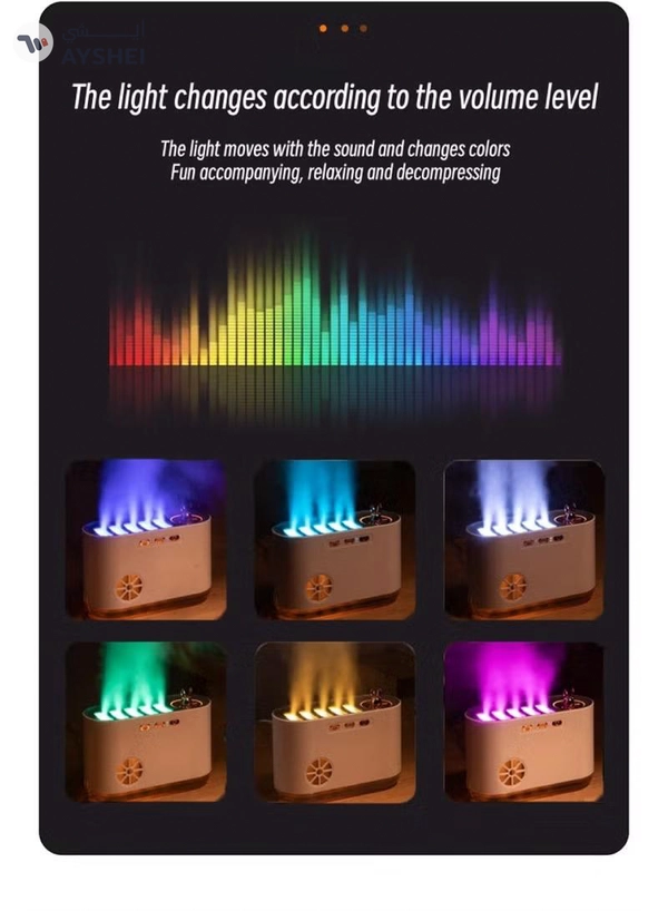 Yuwell 700ML Large Capacity Aromatherapy Air Humidifier 5 Spray Nozzles Heavy Mist USB Aroma Diffuser With Music Rhythm Lamp Humidifiers Multimode Essential Oil Diffuser Flame Aroma Diffuser Auto-Off White