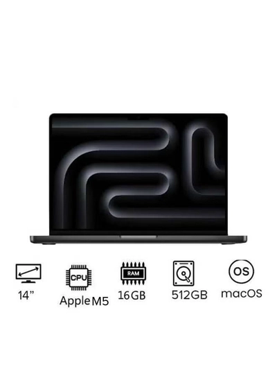 Apple New M5 Macbook Pro 2025 MDE04 Laptop With 14‑inch XDR Retina Display, M5 chip with 10-core CPU, 10-core GPU Processor/16GB RAM/512GB SSD/MacOS English/Arabic Space Black-0