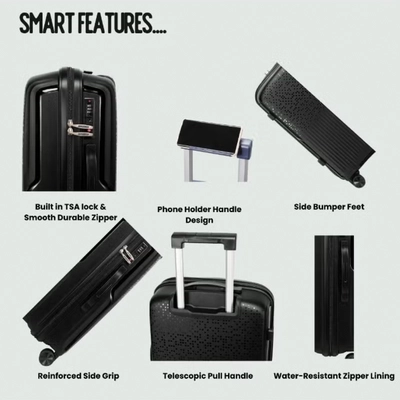British Tourister 3 Piece Polypropylene Hard Side Spinner Luggage Trolley Set 20/24/28 Inch - Black-5