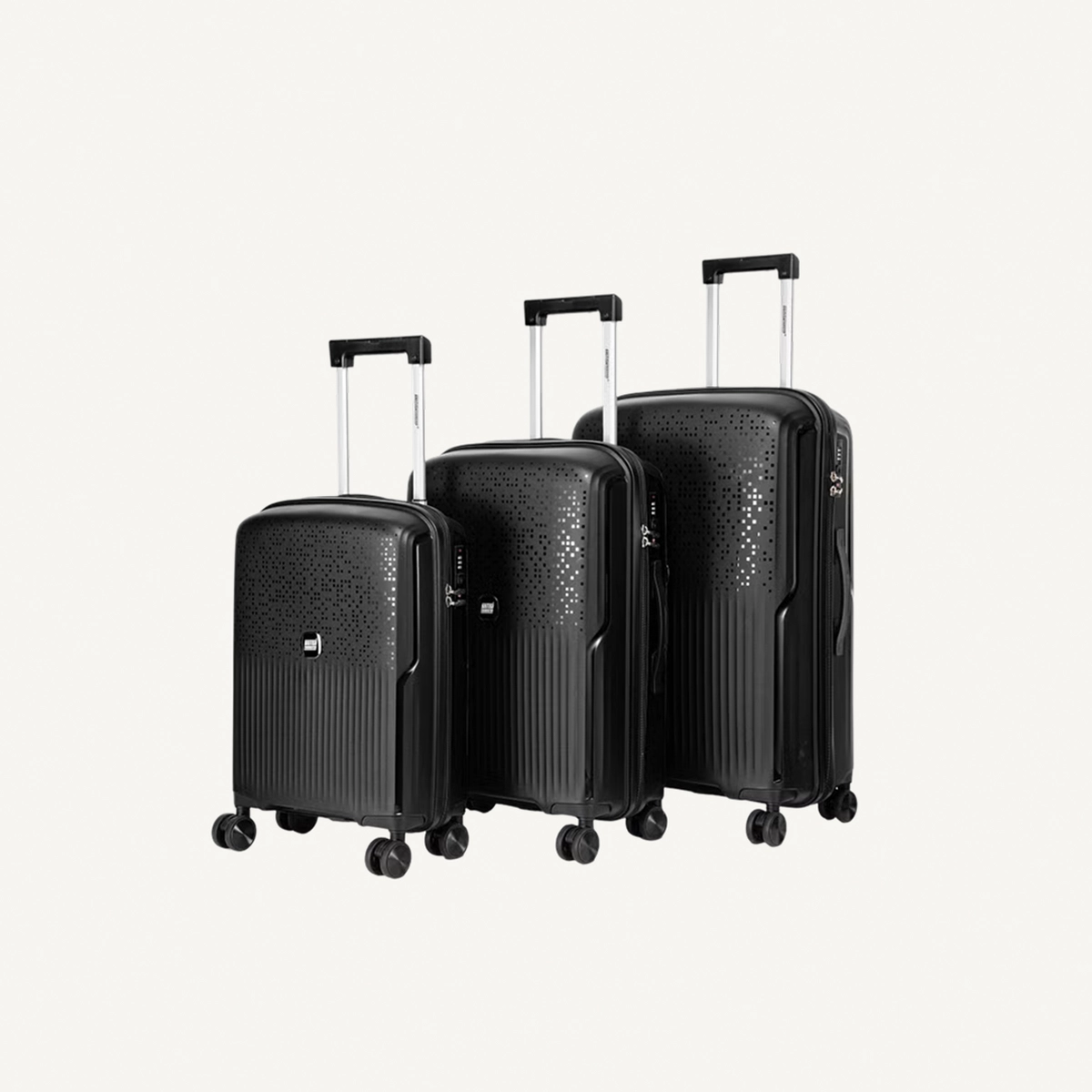 British Tourister 3 Piece Polypropylene Hard Side Spinner Luggage Trolley Set 20/24/28 Inch - Black