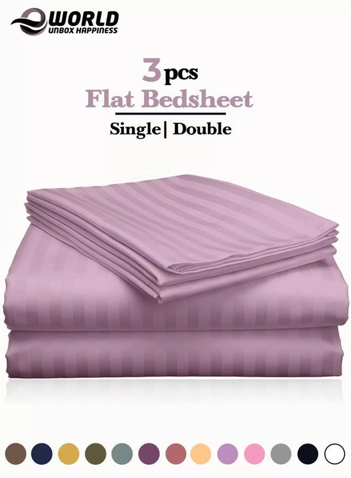3 Piece Luxury Pink Striped Bed Sheet Set with 1 Flat Sheet and 2 Pillowcases for Hotel and Home Crafted from Ultra Soft and Breathable Microfiber for Year-Round Comfort, (Single/Double)