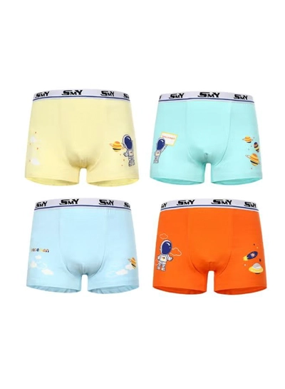 Babyqlo 4 Pack Little Spaceman Printed Boxer Multicolour-0