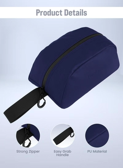 PARAJOHN Solid Wrist Bag With Strap and Zip Closure Blue-2