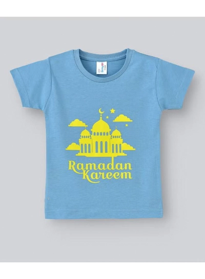  babyqlo Ramadan Kareem Round Neck T-Shirt Sky Blue/Yellow-0