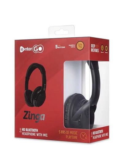 enter Go Powerbeat Zinga HD Bluetooth Headphone With Mic Black-2