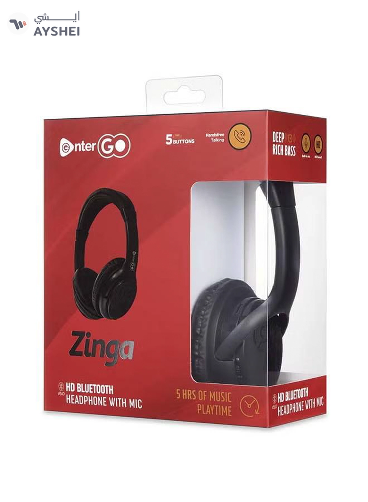 enter Go Powerbeat Zinga HD Bluetooth Headphone With Mic Black-2-2