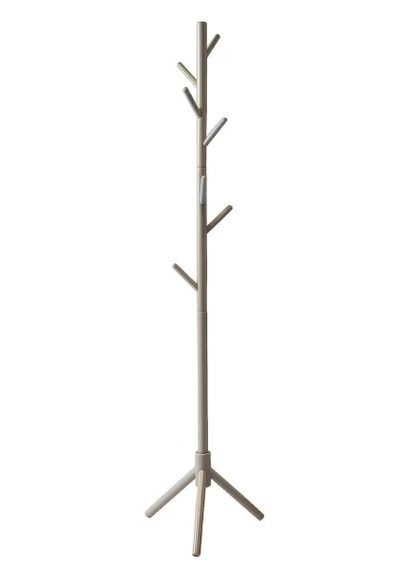 Daamudi Freestanding Living Room Coat Rack With 3 Wood Prong Legs Sections Hooks for Coats-0