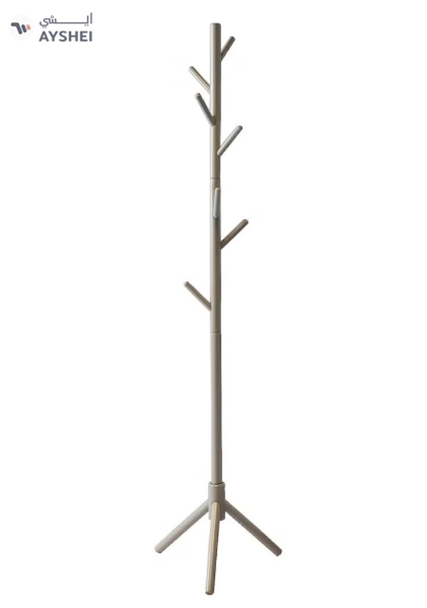 Daamudi Freestanding Living Room Coat Rack With 3 Wood Prong Legs Sections Hooks for Coats