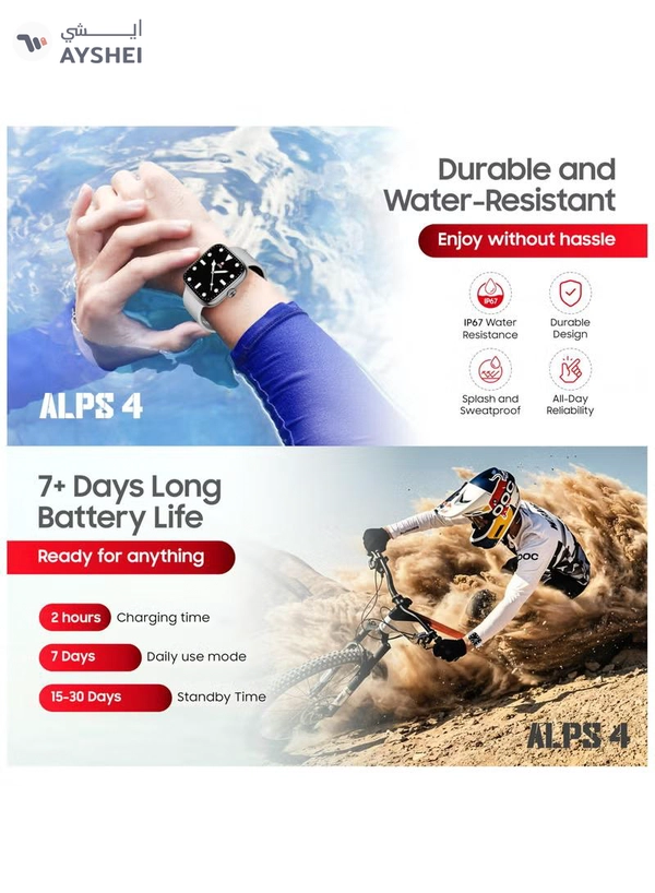 Swiss Military Alps 4 Smartwatch – White | 1.75" AMOLED | IP67 | Bluetooth Calling