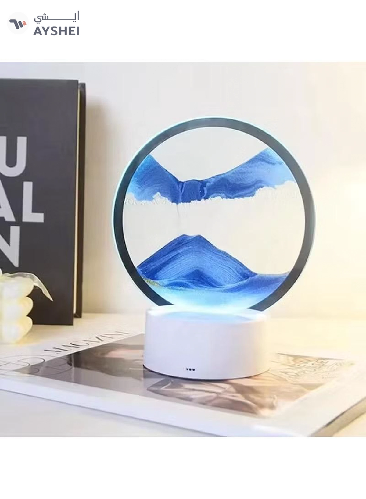 DubaiGallery Creative Quicksand Night Light with 7 Colors USB Sandscape Table Lamp Moving Sand Art Night Light 3D Natural Landscape Bedside Lamp Dimmable Moving Hourglass Night Lamp Office Home Decor Gifts-2-2