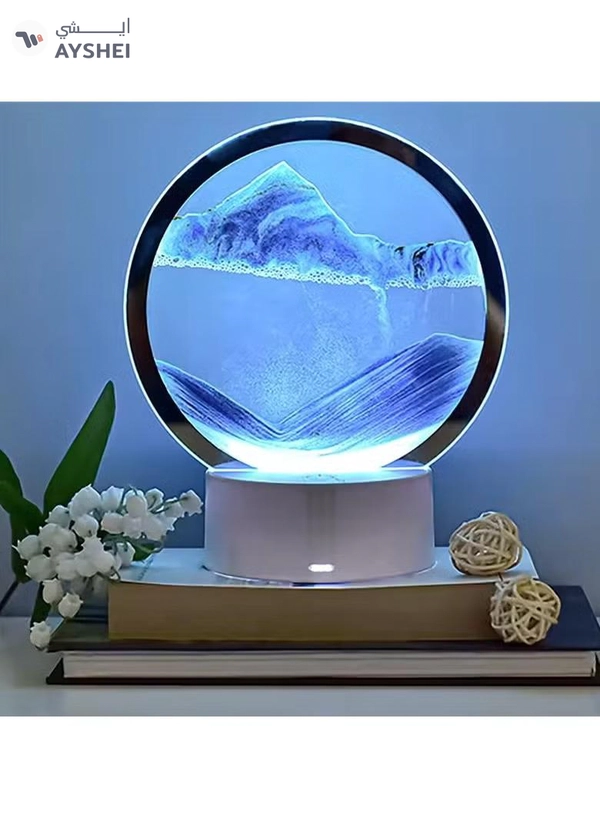 DubaiGallery Creative Quicksand Night Light with 7 Colors USB Sandscape Table Lamp Moving Sand Art Night Light 3D Natural Landscape Bedside Lamp Dimmable Moving Hourglass Night Lamp Office Home Decor Gifts