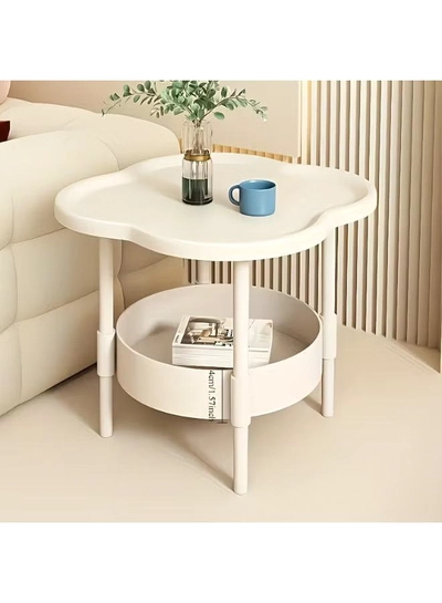 DubaiGallery Space-Saving Round Side Table with Protective Tray Top, Open Storage Shelf, Strong Metal Structure, Minimalist Furniture for Living Room, Bedroom or Office Corners-0