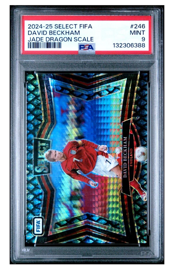 David Beckham - 2024-25 Panini Select FIFA - Field Level Jade Dragon Scale /28 - Graded PSA 9