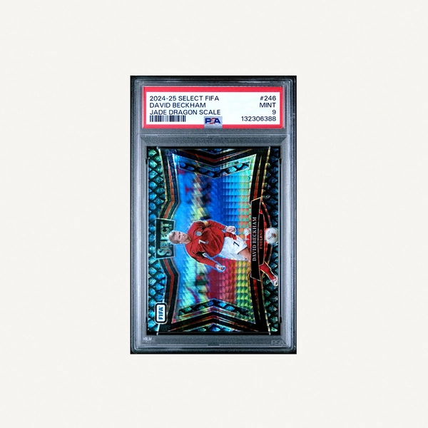 David Beckham - 2024-25 Panini Select FIFA - Field Level Jade Dragon Scale /28 - Graded PSA 9
