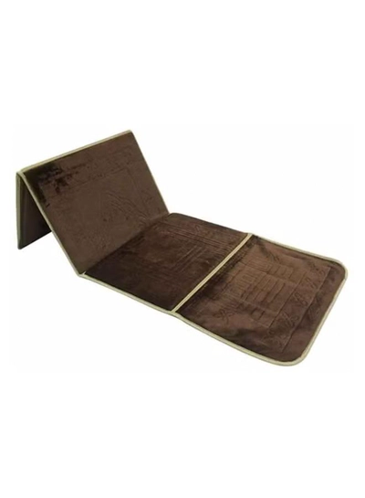 ALJUNAIFI 2-In-1 Foldable Prayer Backrest And Mat Brown 70 x 110cm-0