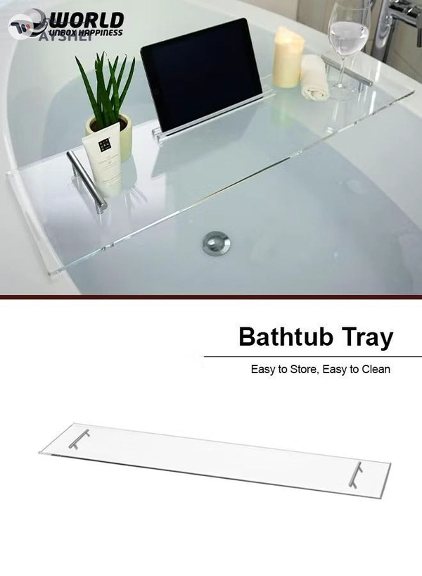 Eworld Elegant Clear Bathtub Tray with Handles, Length Bath Caddy for All Tubs