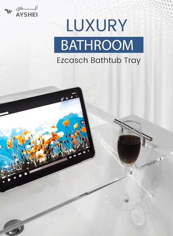 Eworld Elegant Clear Bathtub Tray with Handles, Length Bath Caddy for All Tubs