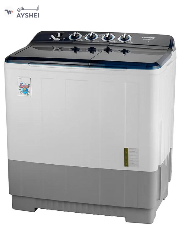 GEEPAS 20 Kg Twin Tub Semi-Automatic Washing Machine | 10 Kg Spin, Top Load | Energy-Efficient, Dual Wash/Spin Motor | White/Blue/Gray 20 kg 960 W GSWM6491 White/Blue/Gray