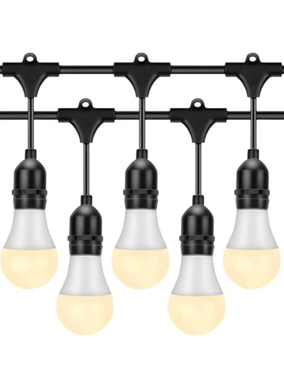 Yuwell Outdoor Waterproof IP65 Led String Lights E27 Holder 10 Meter Bulb Holder Wire With 20 Bulbs 9W Warm White With EU Plug Solar Bulb Holder For Ramadan Decoration Lights And Outdoor Decoration Light Hanging Light 6000mAh & USB-C, String Lights With Remote Control And 8 Modes Ramadan Light With Cable Ties-0