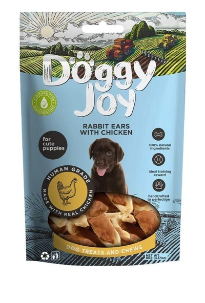 DOGGY JOY Rabbit Ears with Chicken Puppy Treats 90g-0