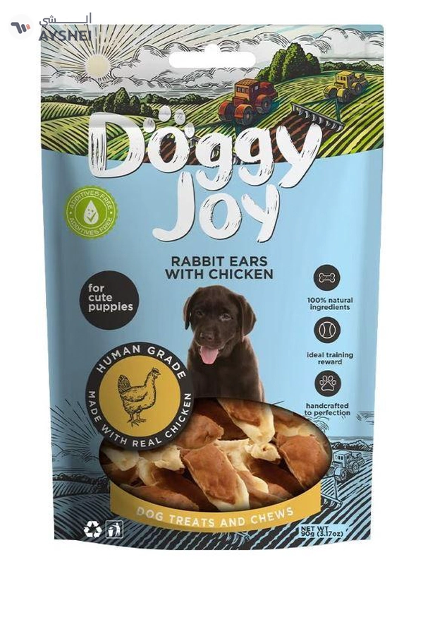 DOGGY JOY Rabbit Ears with Chicken Puppy Treats 90g