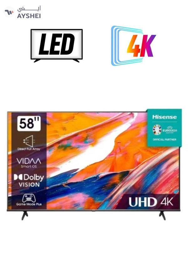 Hisense 58 Inch 4K UHD Smart Tv With Dolby Vision Pixel Tuning 1 Year Full Warranty 58A62KS Black