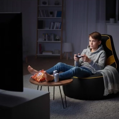 Premium Filled Gaming Bean Bag Chair – High-Back Quilted Seat, Side Pockets, Headphone Hanger & Water-Repellent Fabric – Ergonomic Support for Gaming, Lounge & Movie Nights-3