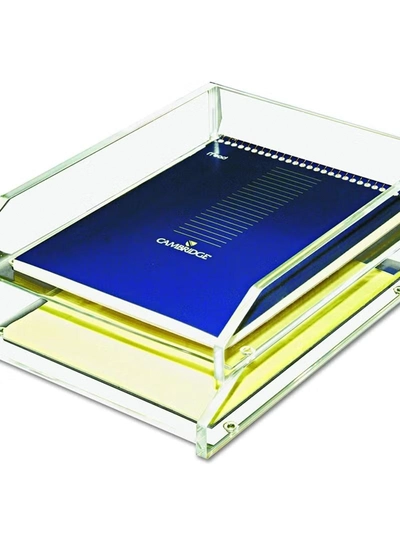 Eworld 2 Tier Clear Acrylic Magazine File Holder Document Storage Organising Stand-1