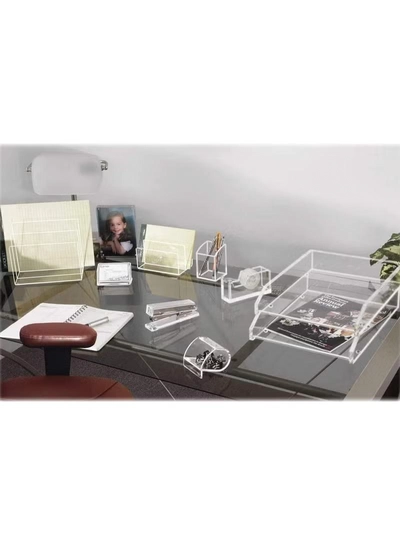 Eworld 2 Tier Clear Acrylic Magazine File Holder Document Storage Organising Stand-3
