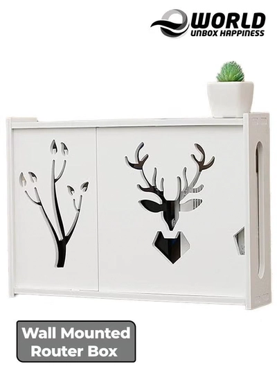 Eworld Stylish Wall-Mounted Router Rack for Wi-Fi Router, Set-Top Box, Light Cat Box, and More-0
