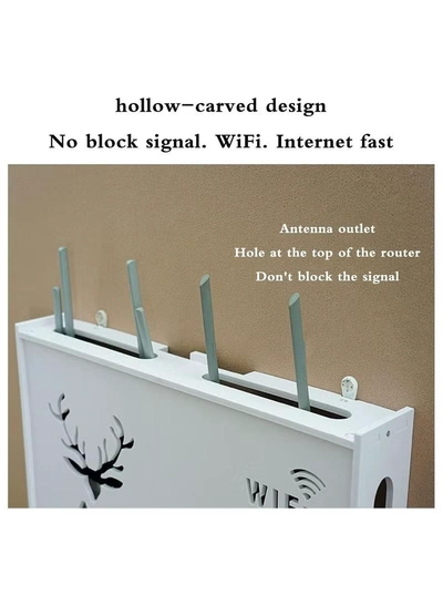 Eworld Stylish Wall-Mounted Router Rack for Wi-Fi Router, Set-Top Box, Light Cat Box, and More-2