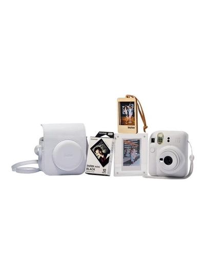 Fujifilm Instax Mini12 Instant Camera Kit (Clay White) Mini12 Camera case White,instax mini film 10pk Black frame, Acrylic Photo Frame,Wooden Photo Bag Tag/ornament-1