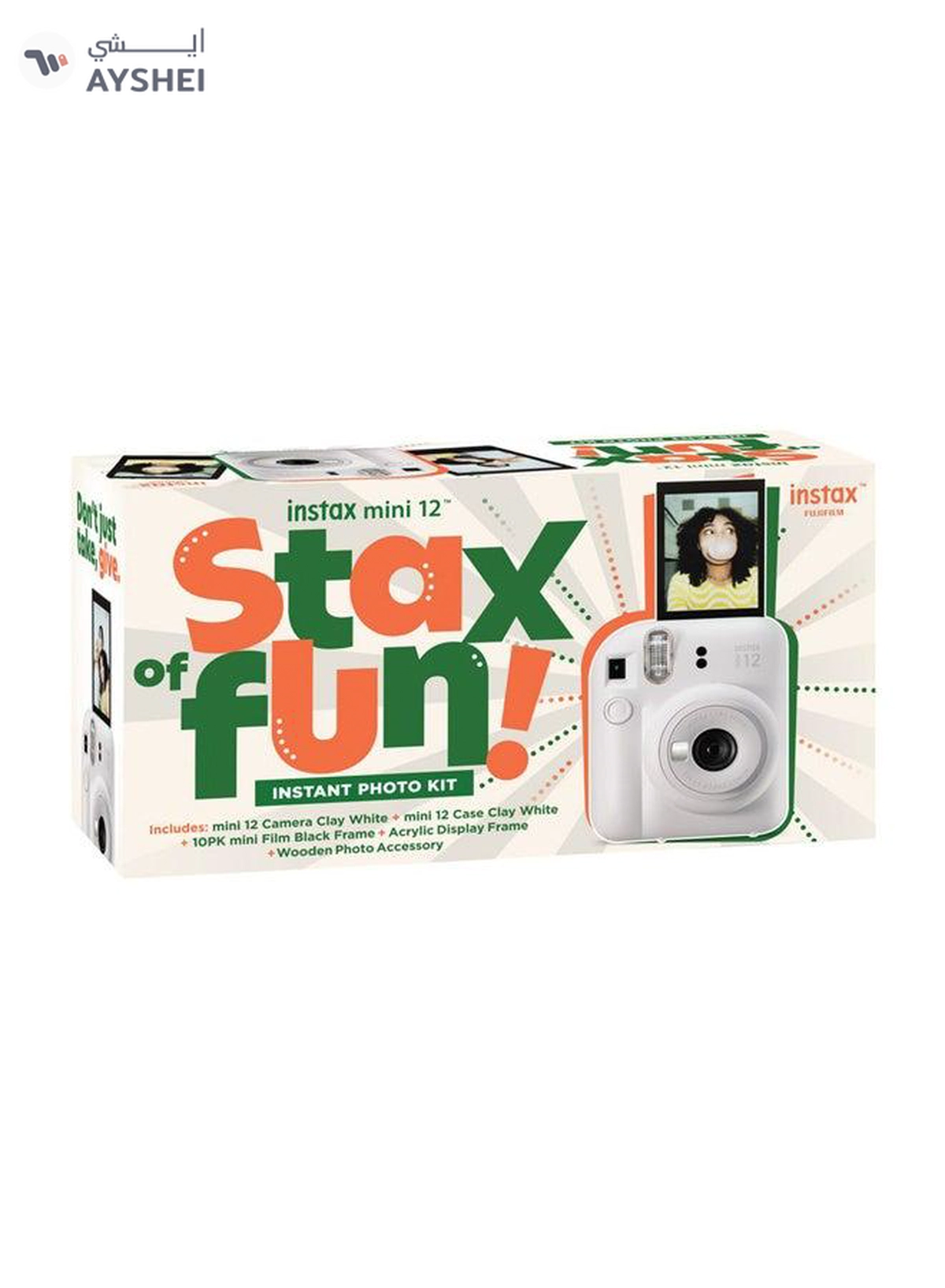 Fujifilm Instax Mini12 Instant Camera Kit (Clay White) Mini12 Camera case White,instax mini film 10pk Black frame, Acrylic Photo Frame,Wooden Photo Bag Tag/ornament-2-2