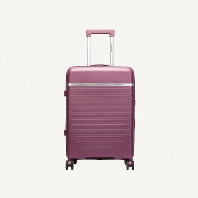 British Traveller 3-Piece Polypropylene Luggage Set | 20”, 24”, 28” Lightweight Suitcases with 360° Spinner Wheels, TSA Lock, Water & Scratch Resistant | Durable Hard Shell Trolley Bags with Telescopic Handle - Purple-2