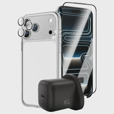Green Lion GaN Charger, Screen Protector, Clear Case and Camera Lens Prime Combo for iPhone 17 Pro-0