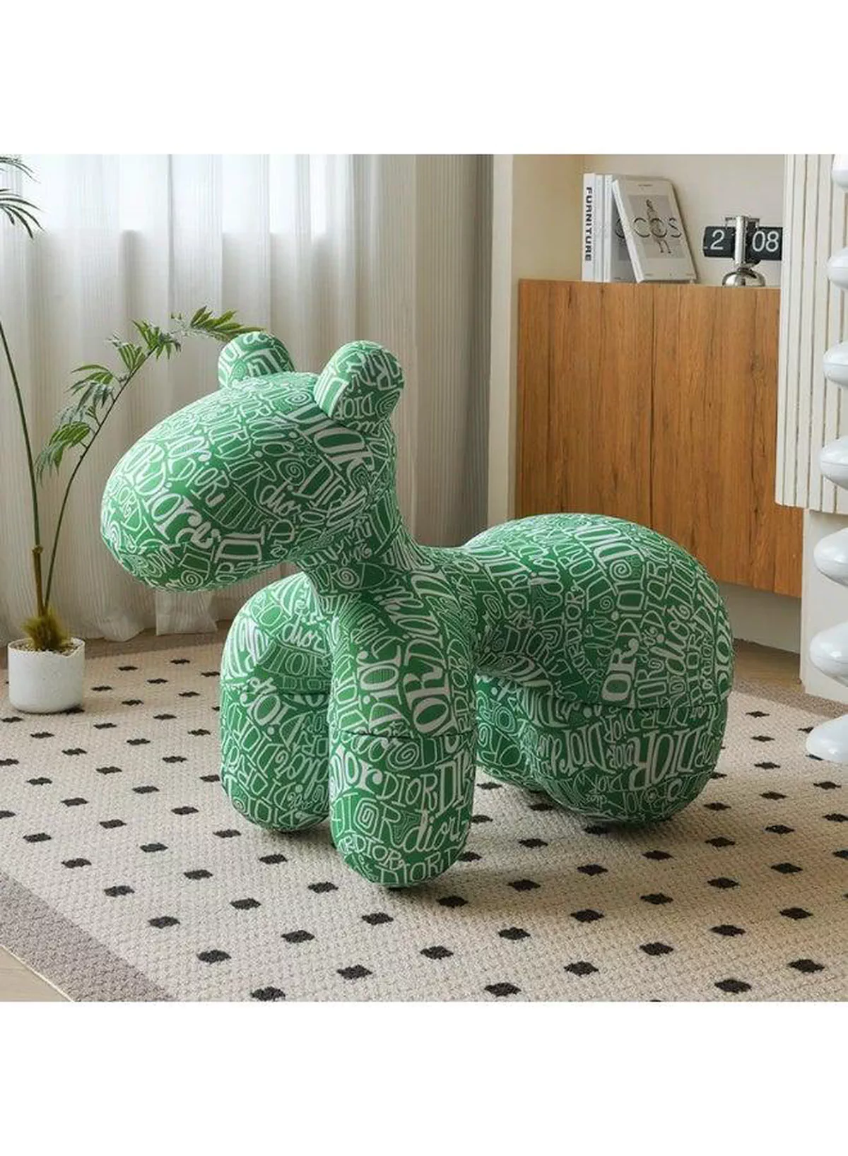 Luxury Designer Style Bear Ottoman Stool Plush Animal Footrest Seat Decorative Accent Chair for Living Room, Bedroom, Kids Room and Office, Soft Padded Comfortable Seating, Modern Home Décor, Durable Upholstered Fabric, Cute Bear Shape,